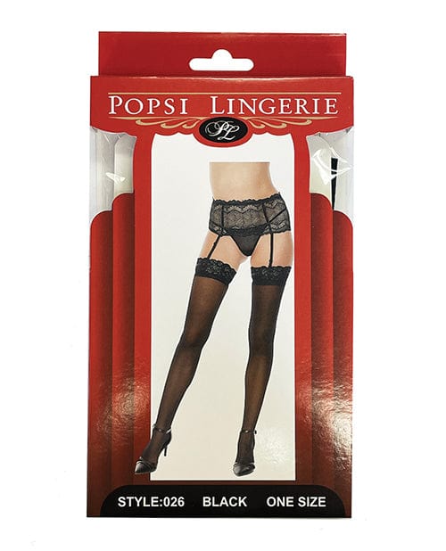 Popsi Lingerie Silicone Lace Top Thigh High Black O-s Lingerie &amp; Costumes
