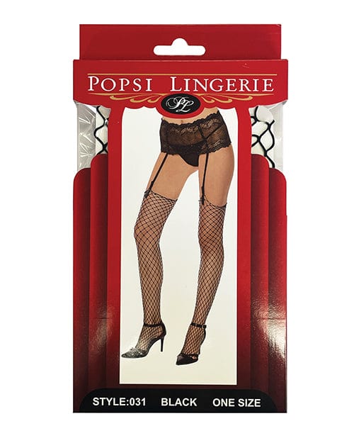 Unfinished Diamond Net Thigh High Black One Size Fits Most