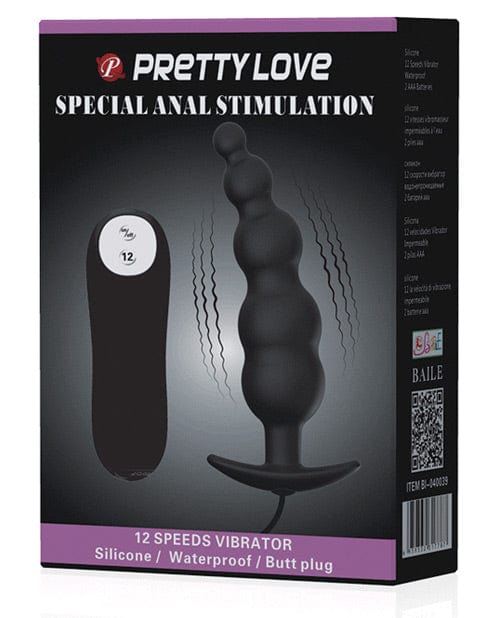 Pretty Love Pretty Love Vibrating Bead Shaped Butt Plug - Black Anal Toys