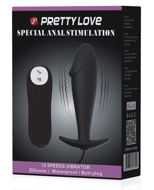 Pretty Love Pretty Love Vibrating Penis Shaped Butt Plug - Black Anal Toys