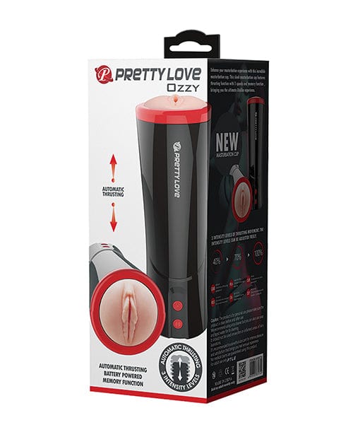 Pretty Love Ozzy Thrusting Male Masturbator with Flesh Sleeve - Black