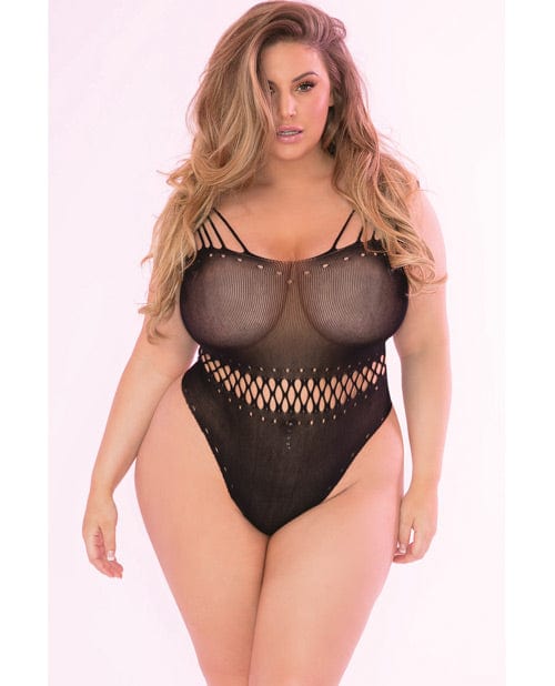 Rene Rofe Pink Lipstick All Access Pass Bodystocking Black Lingerie &amp; Costumes