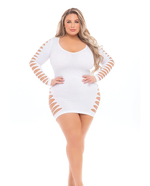 Rene Rofe Pink Lipstick Bold Babe Long Sleeve Dress White Lingerie &amp; Costumes