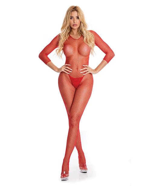 Rene Rofe Pink Lipstick Risque Crotchless Bodystocking Red / Medium/Large Lingerie &amp; Costumes