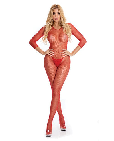 Rene Rofe Pink Lipstick Risque Crotchless Bodystocking Red / Medium/Large Lingerie & Costumes