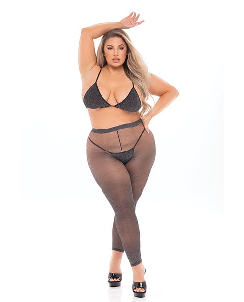 Rene Rofe Pink Lipstick Tall Order Bra Top &amp; Leggings Black Lingerie &amp; Costumes