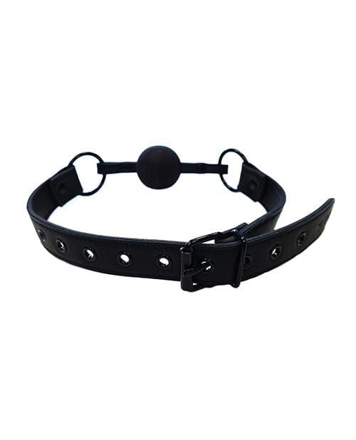 Rouge Group Ltd Rouge Leather Ball Gag - Black With Black Kink &amp; BDSM