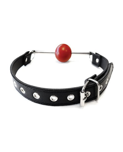 Rouge Group Ltd Rouge Leather Ball Gag With Stainless Steel Rod And Removable Ball - Black With Red Kink & BDSM
