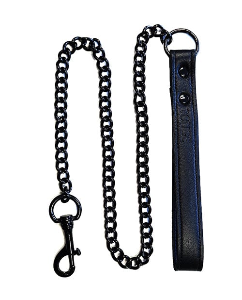 Rouge Group Ltd Rouge Leather Lead - Black With Black Kink &amp; BDSM