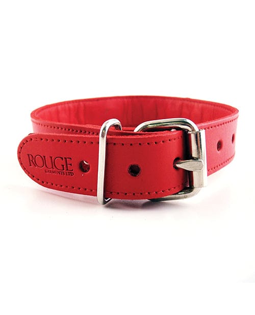 Rouge Group Ltd Rouge Leather O Ring Studded Collar Red Kink &amp; BDSM