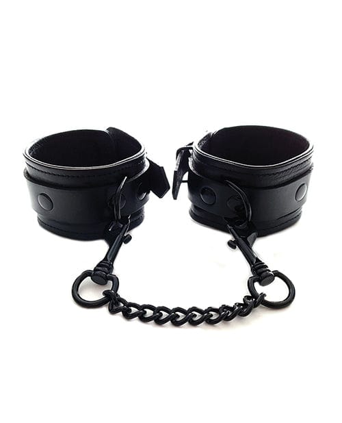 Rouge Group Ltd Rouge Leather Wrist Cuffs - Black With Black Kink & BDSM