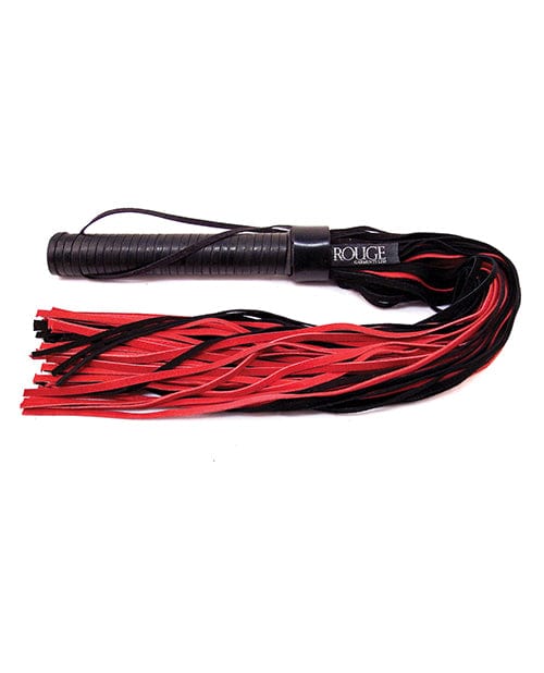 Rouge Group Ltd Rouge Suede Flogger W-leather Handle - Black-red Kink &amp; BDSM