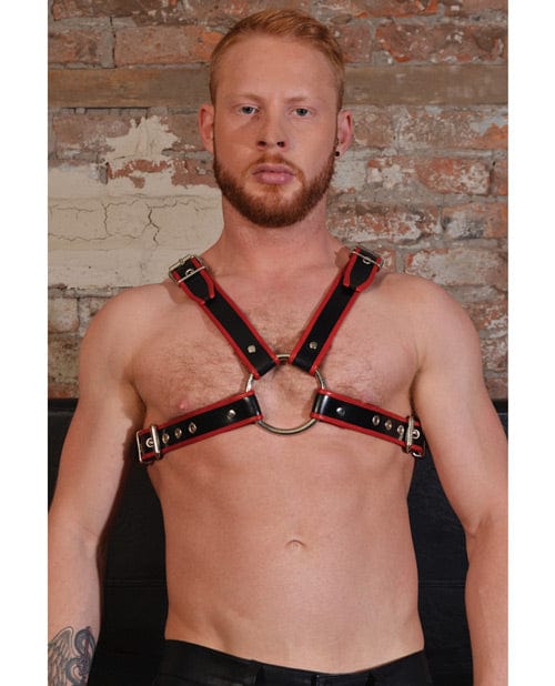 Rouge Rouge Chest Harness Large - Black-Red Kink &amp; BDSM