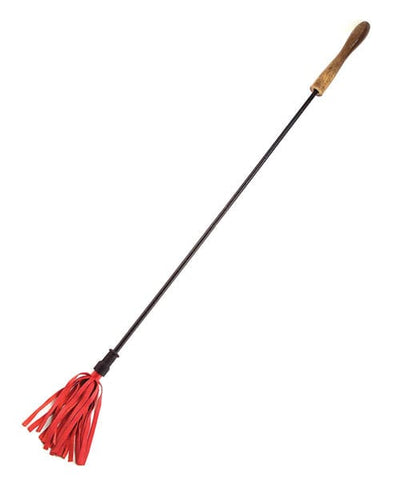 Rouge Rouge Leather Riding Crop with Rounded Wooden Handle Red Kink & BDSM