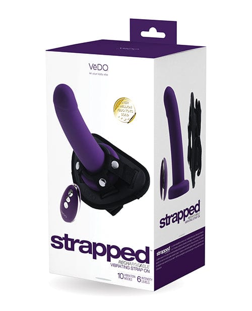 Savvy Co. VeDO Strapped Rechargeable Vibrating Strap On Deep Purple Dildos