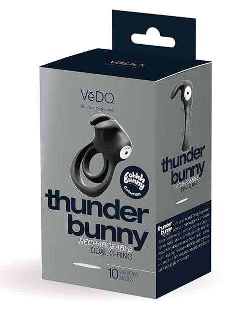 Savvy Co. VeDO Thunder Bunny Rechargeable Dual Ring Just Black Penis Toys