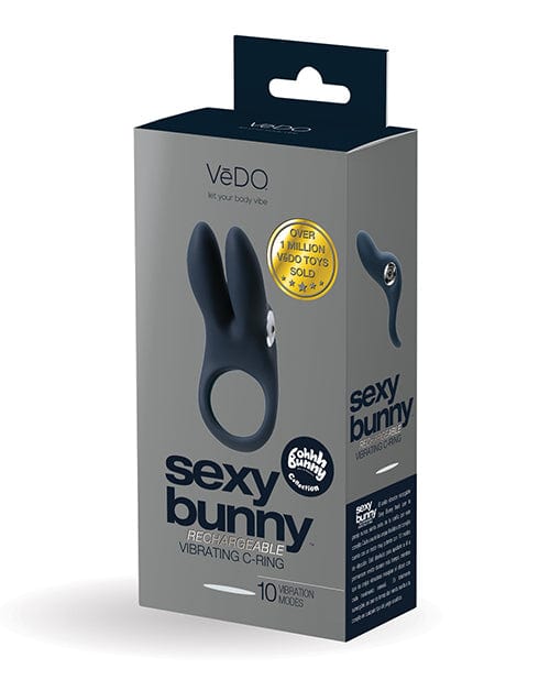 Savvy Co. Vedo Sexy Bunny Rechargeable Ring Just Black Vibrators