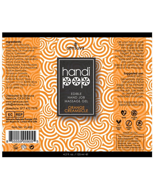 Handipop Hand Job Massage Gel - 4.2 Oz. Orange Creamsicle