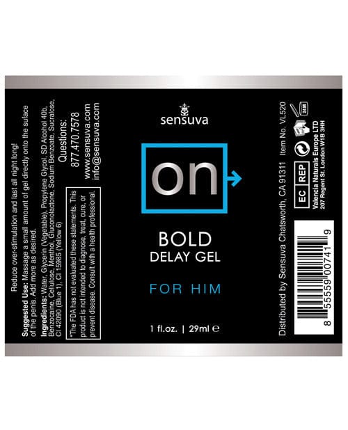 Sensuva Valencia Naturals Sensuva On Bold Delay Gel For Him - 1 Oz. More