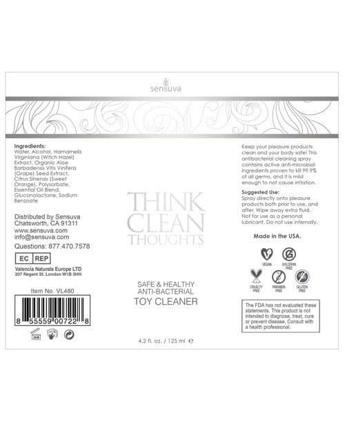Sensuva Valencia Naturals Sensuva Think Clean Thoughts Toy Cleaner - 4.2 Oz. More