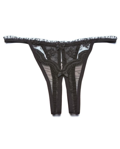 Shirley Of Hollywood Scalloped Embroidery Crotchless Panty Black Lingerie &amp; Costumes
