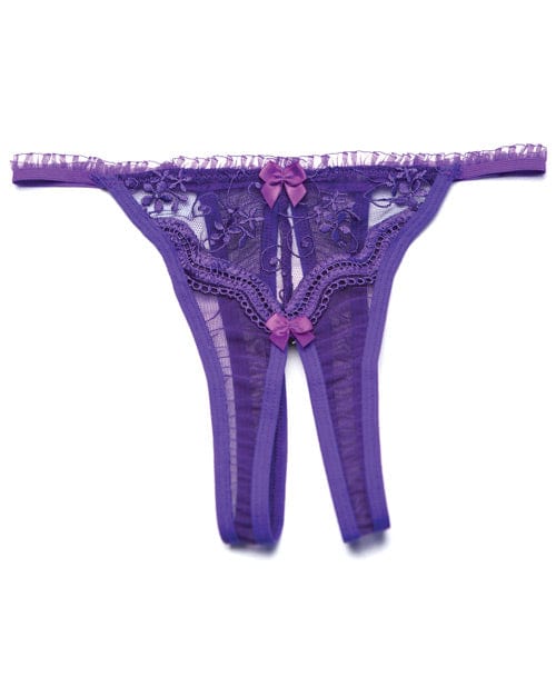 Shirley Of Hollywood Scalloped Embroidery Crotchless Panty Purple Lingerie & Costumes