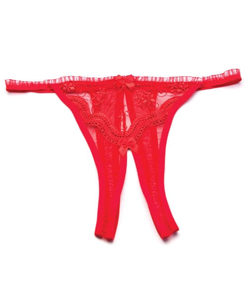 Shirley Of Hollywood Scalloped Embroidery Crotchless Panty Red Lingerie & Costumes