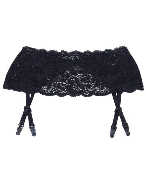 Shirley Of Hollywood Stretch Lace Garter Belt with Adjustable Garters Black One Size Fits Most Lingerie &amp; Costumes