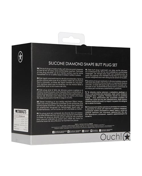 Shots America Shots Ouch Diamond Shape Butt Plug Set - Black Anal Toys