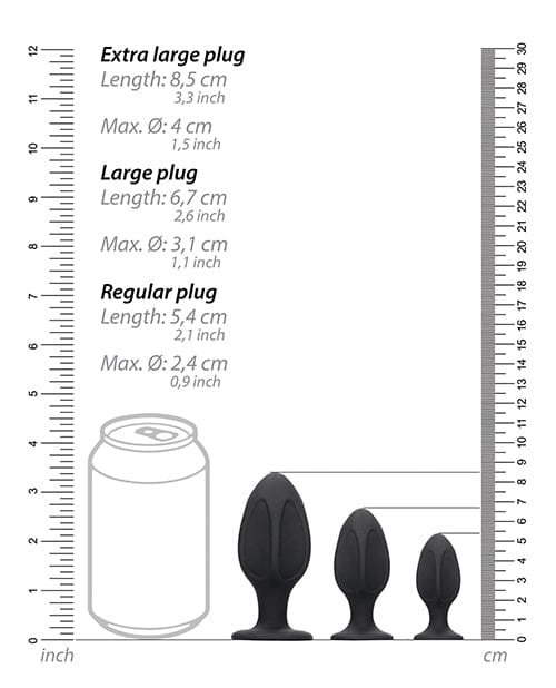 Shots America Shots Ouch Diamond Shape Butt Plug Set - Black Anal Toys
