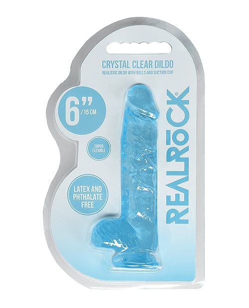 Shots America Shots RealRock Realistic Crystal Clear Dildo with Balls Blue / 6" Dildos