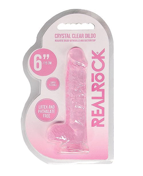 Shots America Shots RealRock Realistic Crystal Clear Dildo with Balls Pink / 6 inches Dildos