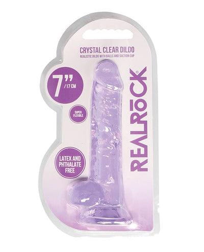 Shots America Shots RealRock Realistic Crystal Clear Dildo with Balls Purple / 7" Dildos
