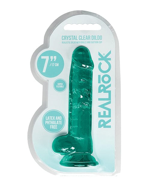 Shots America Shots RealRock Realistic Crystal Clear Dildo with Balls Turquoise / 7" Dildos