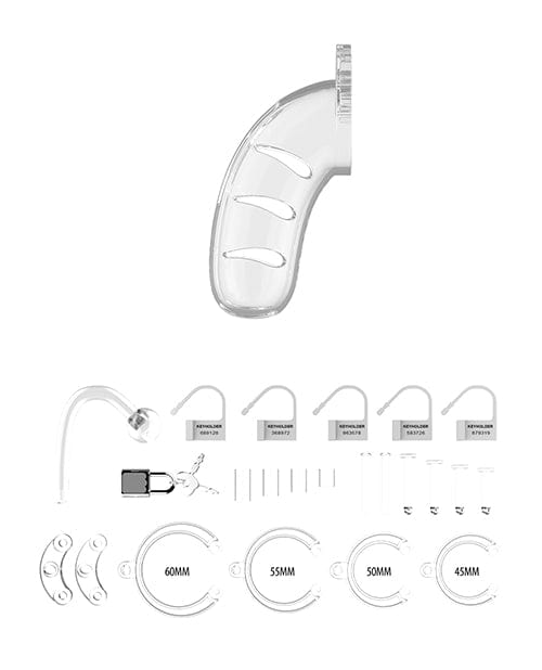 Shots America Shots Man Cage 4.5" Cock Cage with Plug 11 - Clear Kink &amp; BDSM