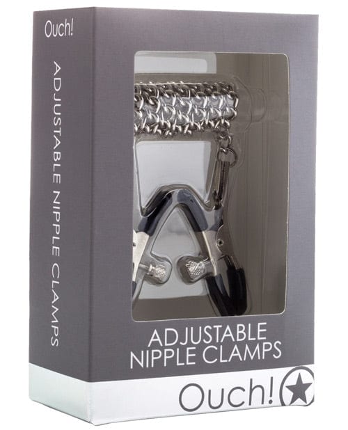Shots America Shots Ouch Adjustable Nipple Clamps with Chain Metal Kink &amp; BDSM