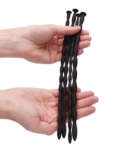 Shots America Shots Ouch Advanced Urethral Sounding Silicone Spiral Plug Set - Black Kink &amp; BDSM