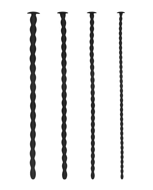 Shots America Shots Ouch Advanced Urethral Sounding Silicone Spiral Plug Set - Black Kink &amp; BDSM