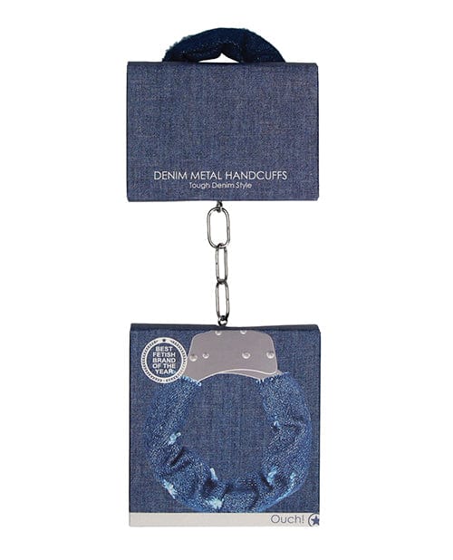 Shots America Shots Ouch Denim Metal Handcuffs Blue Kink &amp; BDSM