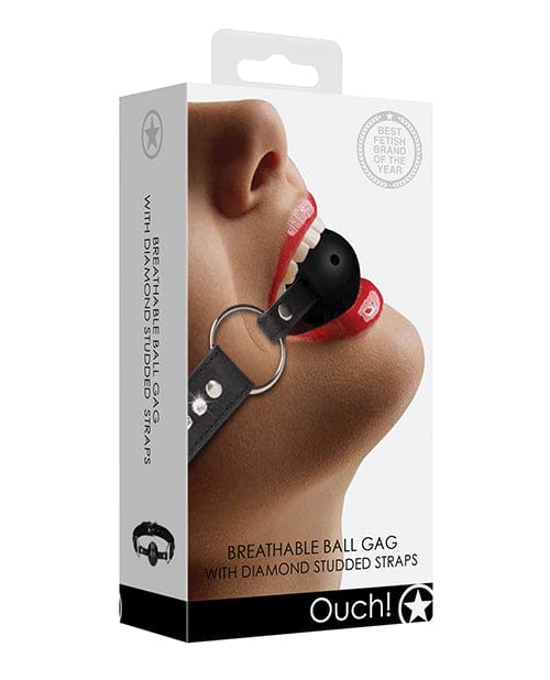 Shots America Shots Ouch Diamond Breathable Ball Gag - Black Kink &amp; BDSM