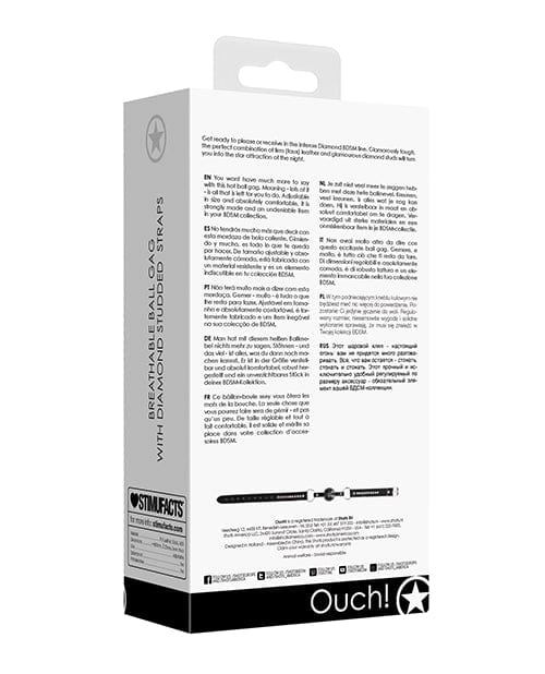 Shots America Shots Ouch Diamond Breathable Ball Gag - Black Kink &amp; BDSM