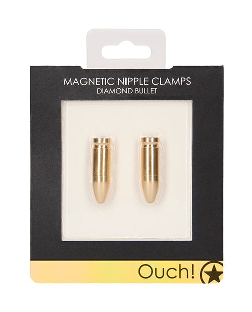 Shots America Shots Ouch Diamond Bullet Magnetic Nipple Clamps Gold Kink &amp; BDSM