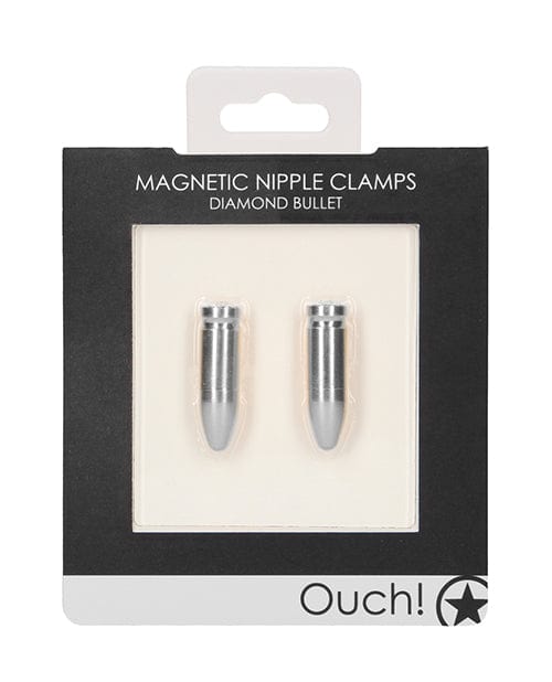 Shots America Shots Ouch Diamond Bullet Magnetic Nipple Clamps Silver Kink &amp; BDSM