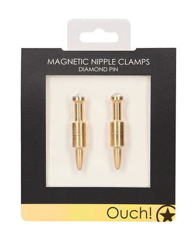 Shots America Shots Ouch Diamond Pin Magnetic Nipple Clamps Gold Kink & BDSM