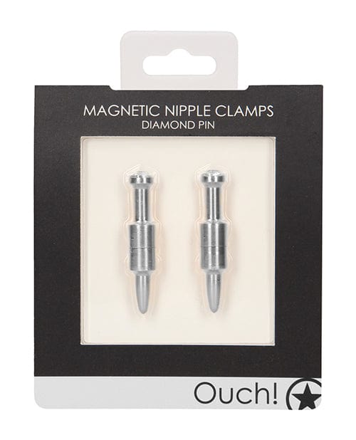 Shots America Shots Ouch Diamond Pin Magnetic Nipple Clamps Silver Kink &amp; BDSM