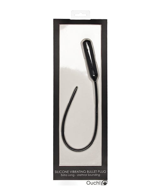 Shots America Shots Ouch Extra Long Urethral Sounding Silicone Vibrating Bullet Plug - Black Kink &amp; BDSM