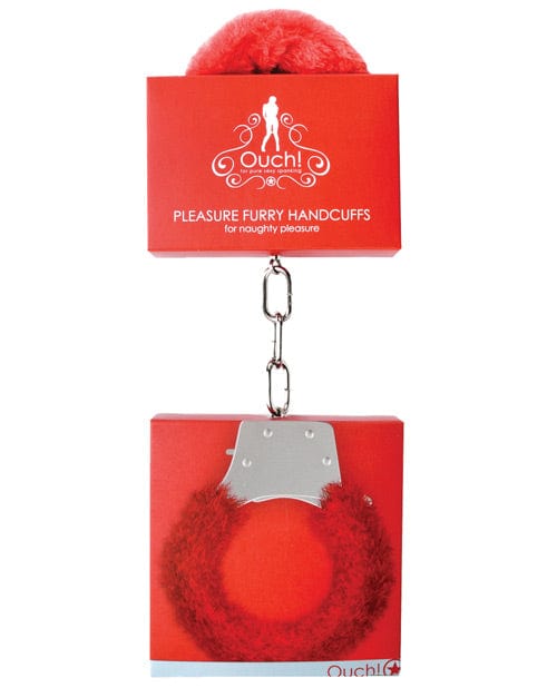 Shots America Shots Ouch Furry Pleasure Handcuffs Red Kink &amp; BDSM