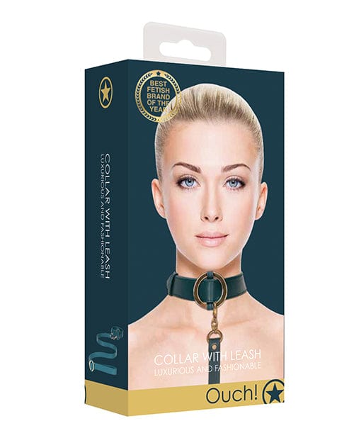 Shots America Shots Ouch Halo Collar with Leash Green Kink &amp; BDSM