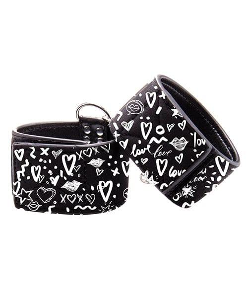 Shots America Shots Ouch Love Street Art Fashion Printed Ankle Cuffs - Black Kink &amp; BDSM