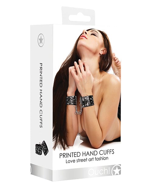 Shots America Shots Ouch Love Street Art Fashion Printed Hand Cuffs - Black Kink &amp; BDSM